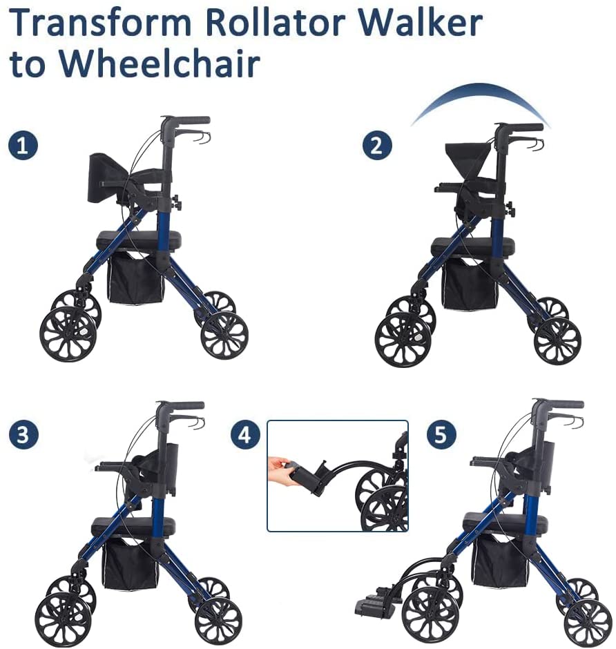 KLD-9269  ELENKER®  2 in 1 Rollator Walker Blue