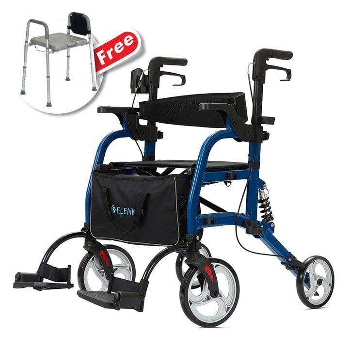 HFK-9294  ELENKER® 2 in 1 Rollator Walker Blue