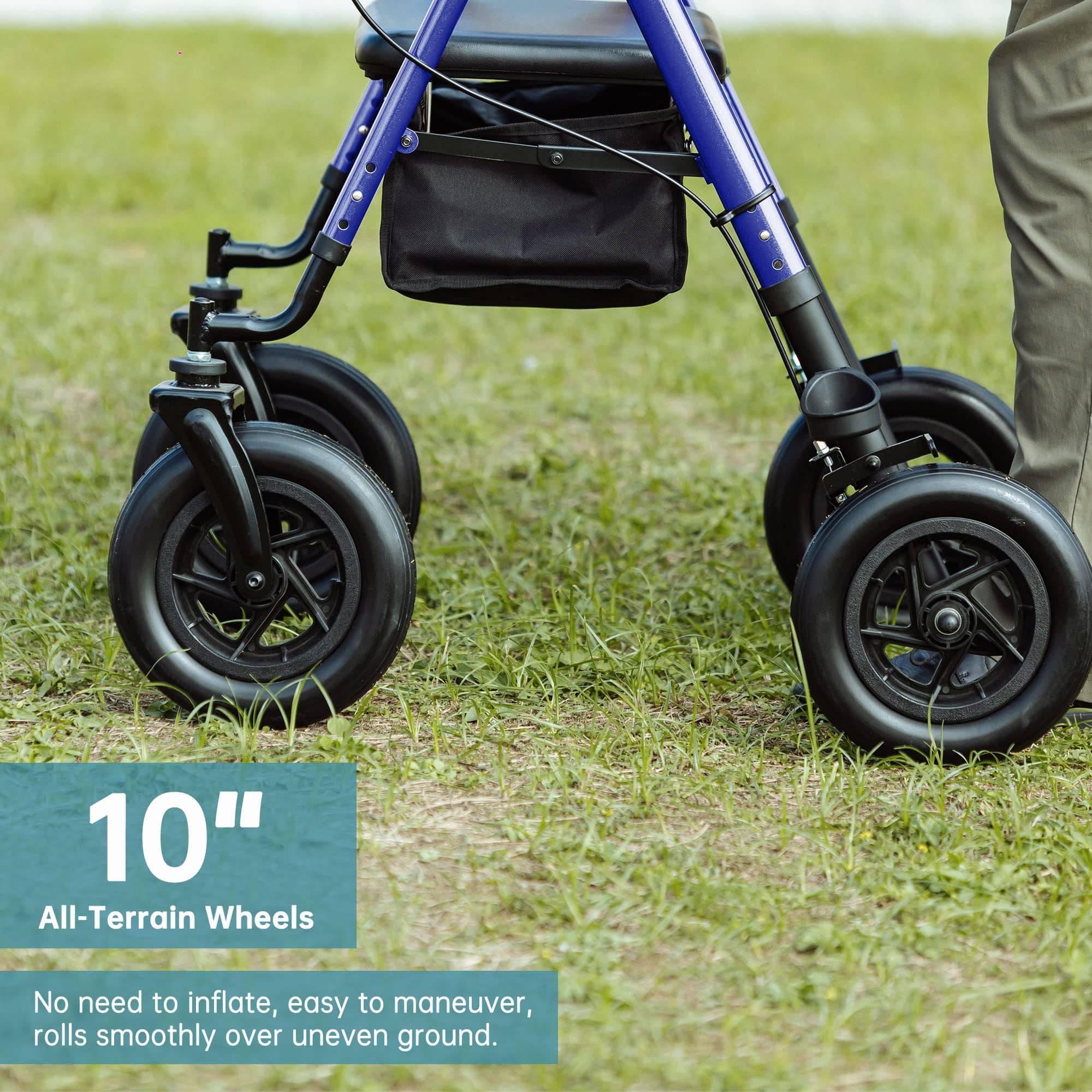 ELENKER ® HFK-9236D4 All-Terrain Rollator Walker 10”  Blue